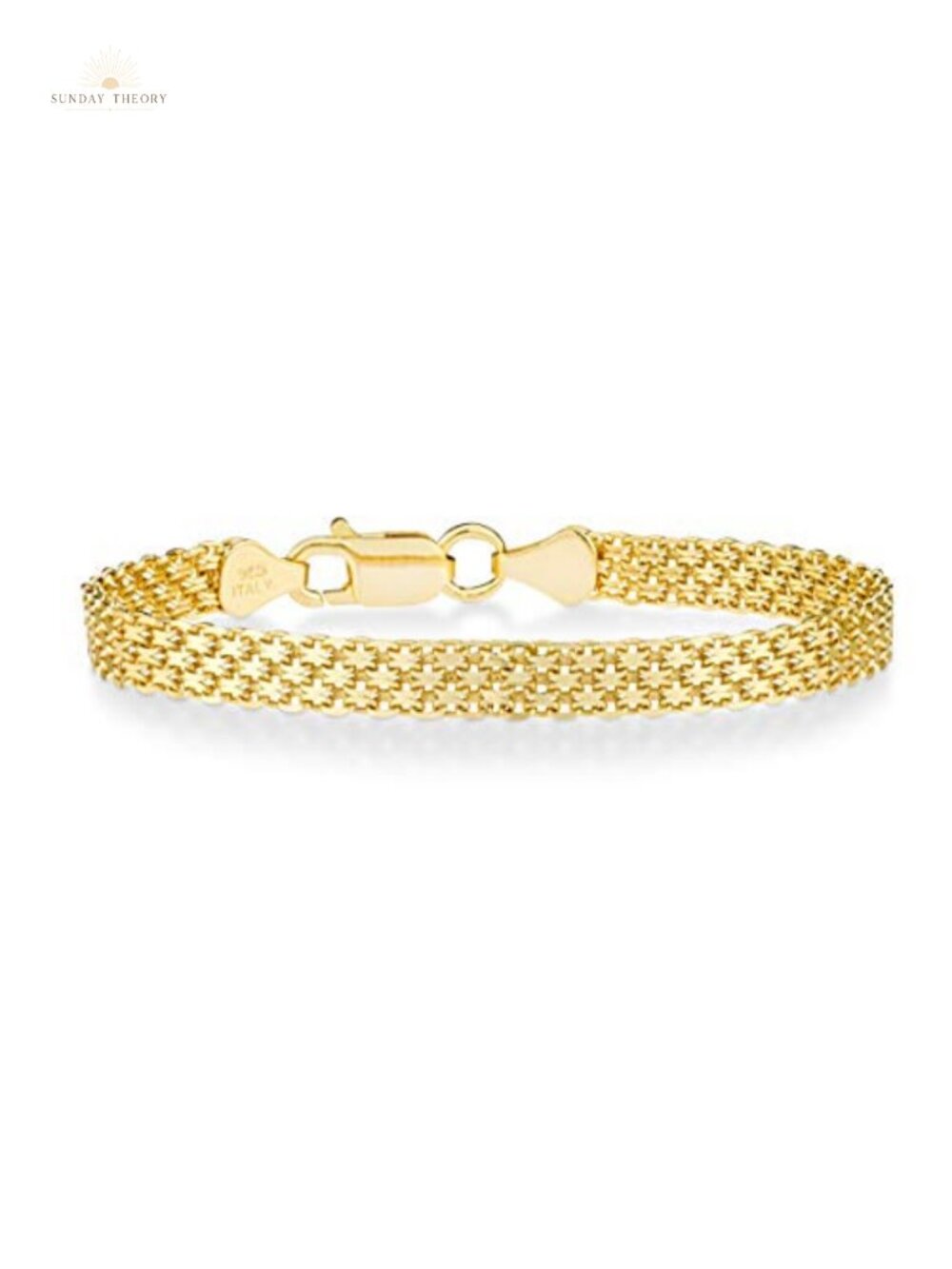 18K Gold Plated 925 Sterling Silver Bismark Link Chain Bracelet 6mm Lobster